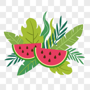 手绘夏季水果西瓜植物元素图片