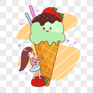 夏日可爱冰淇淋少女图片