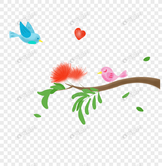 合欢树上的爱情小鸟图片
