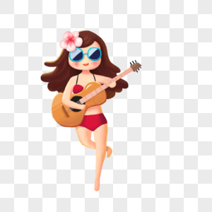 夏天弹吉他的女孩图片