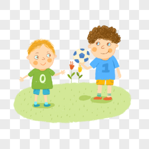 足球运动小孩人物卡通可爱手绘图片