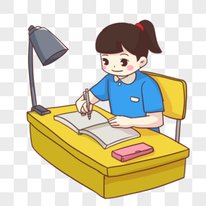 高清图片台灯下学习的女孩高清图片卡通女孩台灯下看书高清图片台灯