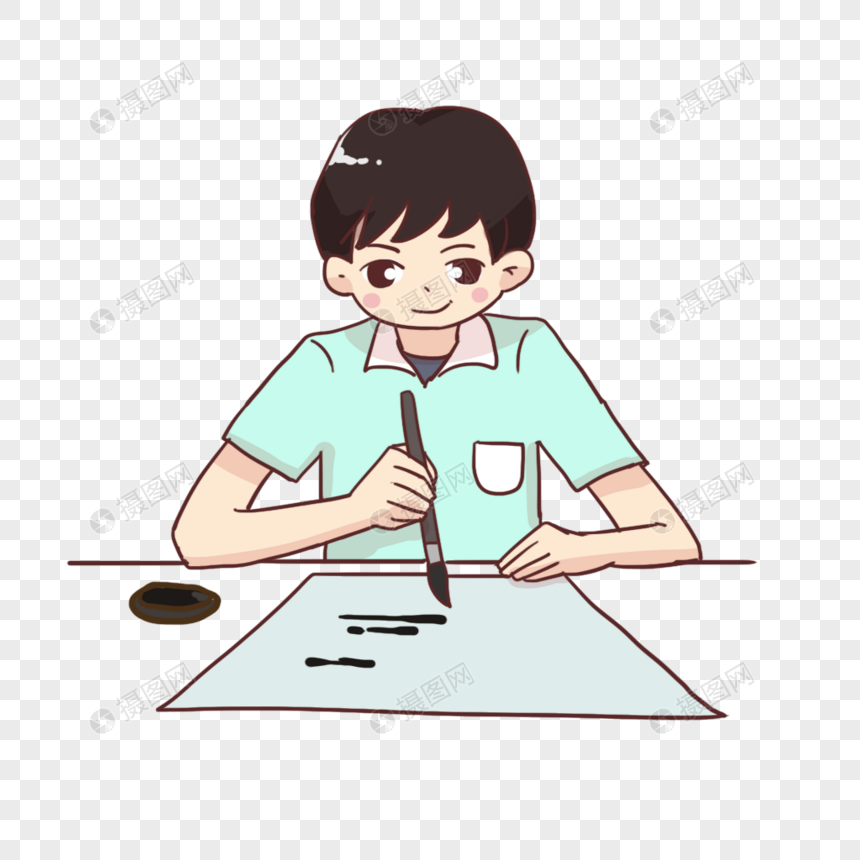 写毛笔字的女孩