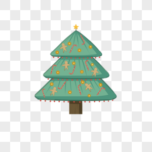 挂着姜饼人的圣诞树图片