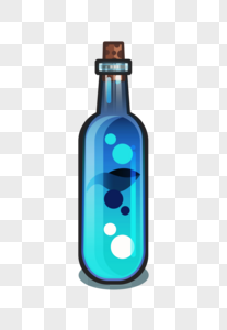 可爱卡通蓝色玻璃瓶子漂流瓶图片