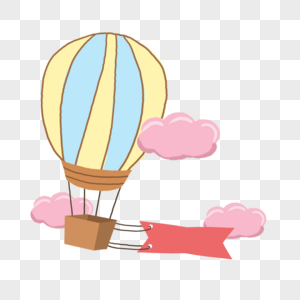 彩色热气球粉色云朵图片