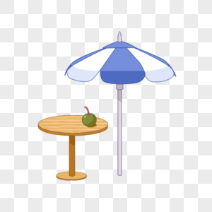 海边遮阳伞桌子组合元素图片