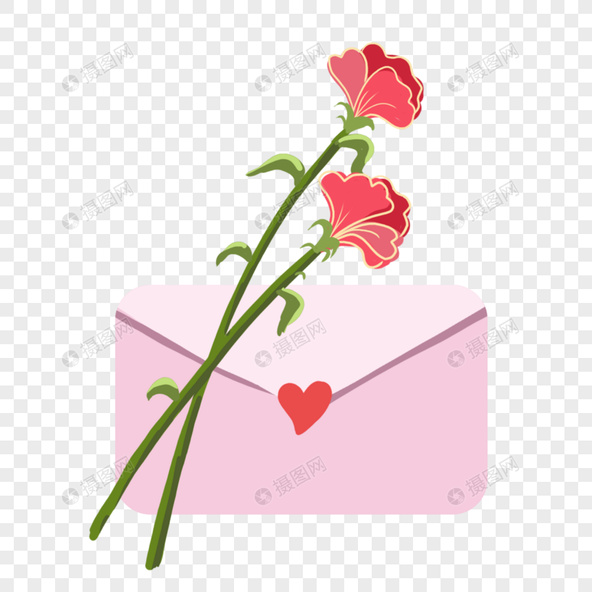玫瑰花和信封图片
