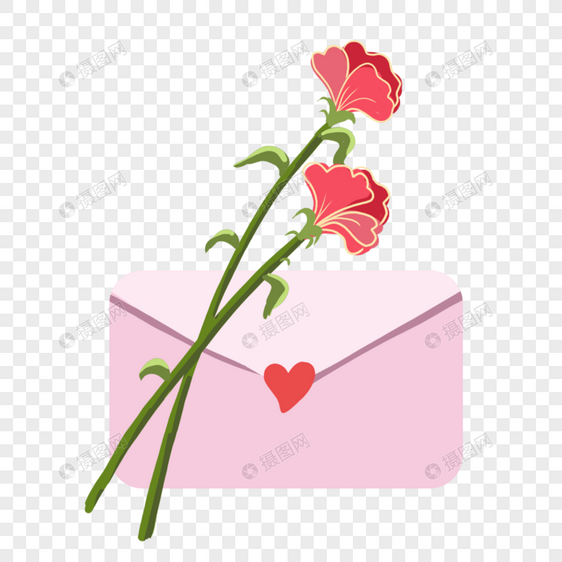 玫瑰花和信封图片