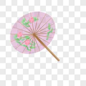粉色植物花纹古典雨伞图片
