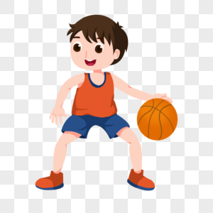 短裤卡通男孩打篮球素材