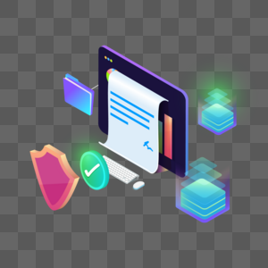 2.5D秘密文件电子合同高清图片素材