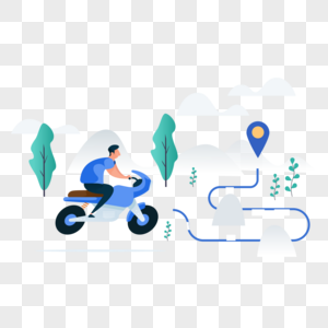 男人骑摩托图标免抠矢量插画素材图片