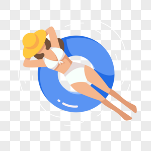 躺在游泳圈上的女人图标免抠矢量插画素材图片