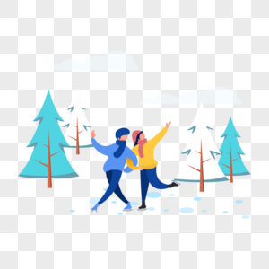 双人滑雪图标免抠矢量插画素材高清图片