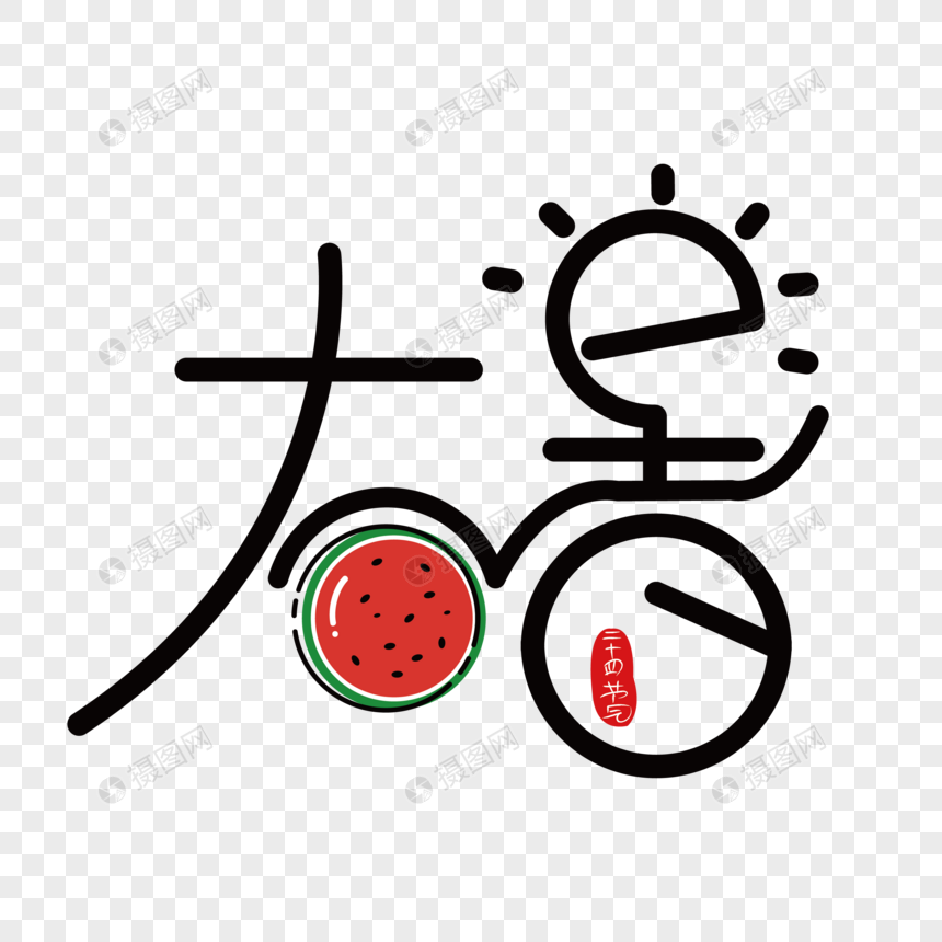 大暑创意手写艺术字下载