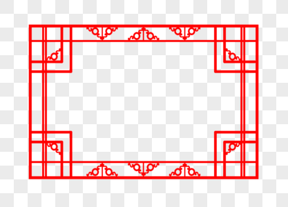 古风红色窗户边框图片