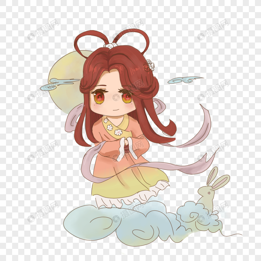 手绘可爱中秋节卡通嫦娥