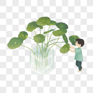 爱护植物的男孩图片