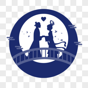 人物群体牛郎织女剪影素材