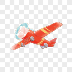 红色飞机卡通螺旋桨飞机高清图片