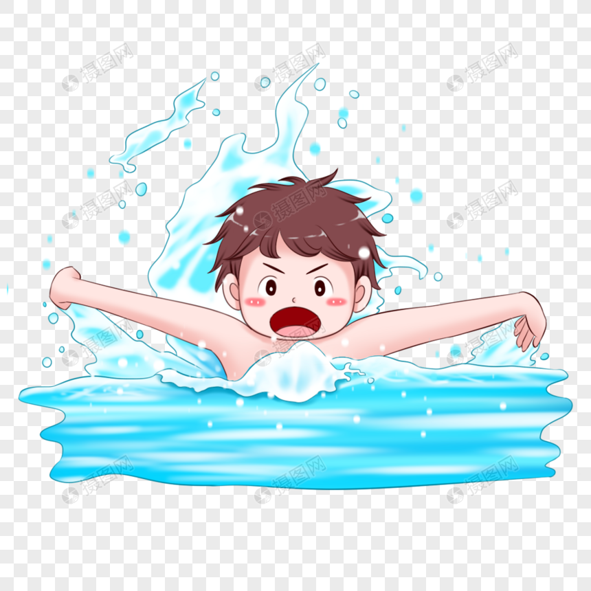 小男孩游泳图片