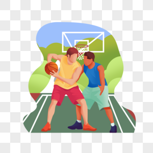 体育场上打篮球的两个人图片