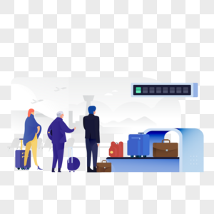 旅客行李过安检图标免抠矢量插画素材图片