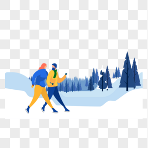 双人滑雪图标免抠矢量插画素材图片