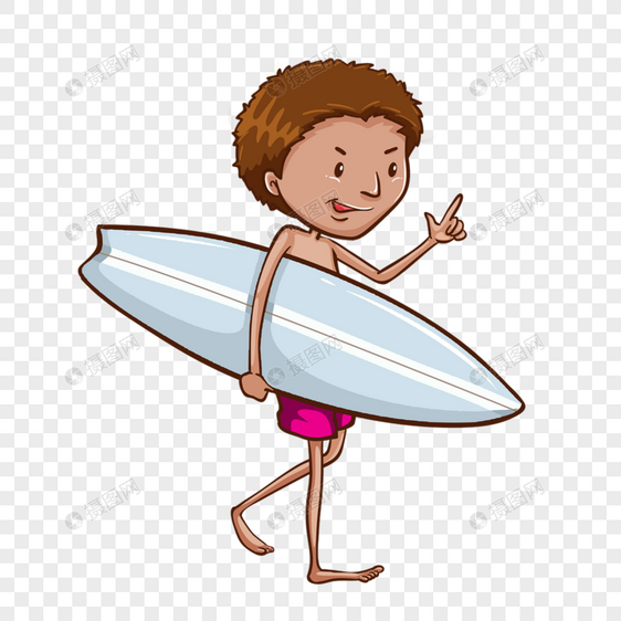 抱着冲浪板的男孩图片