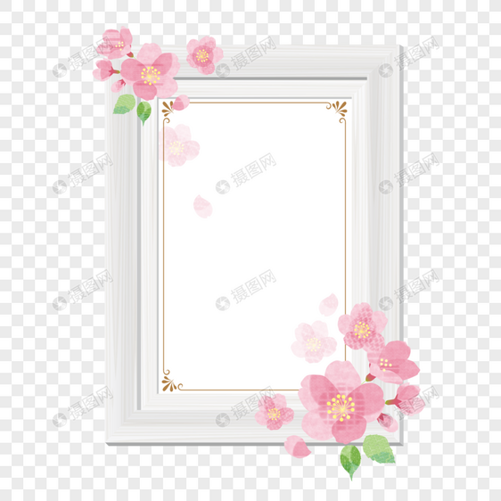 长方形木质花朵边框图片