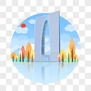 扁平化建筑东方之门图片