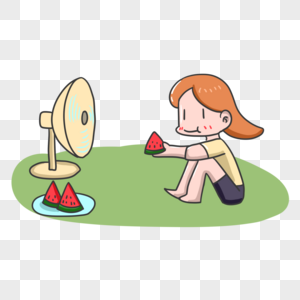 吃西瓜的女孩图片