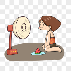 吹电扇去暑的女孩图片