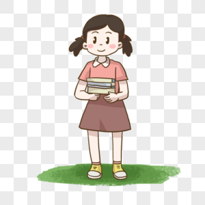 抱着书本的女孩图片素材