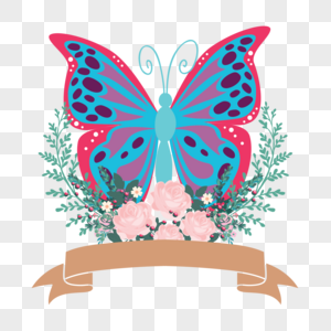 蝴蝶鲜花标签图片