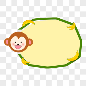 可爱小动物边框底纹可爱小猴子手绘标题框素材