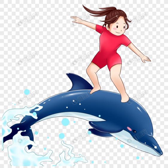和海豚一起冲浪图片