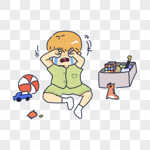 家庭哭泣孩子玩具图片素材