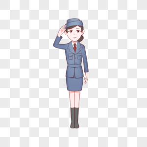 空军敬礼卡通插画图片素材