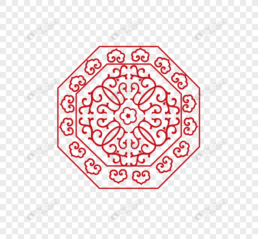 中式雕花圆形花纹