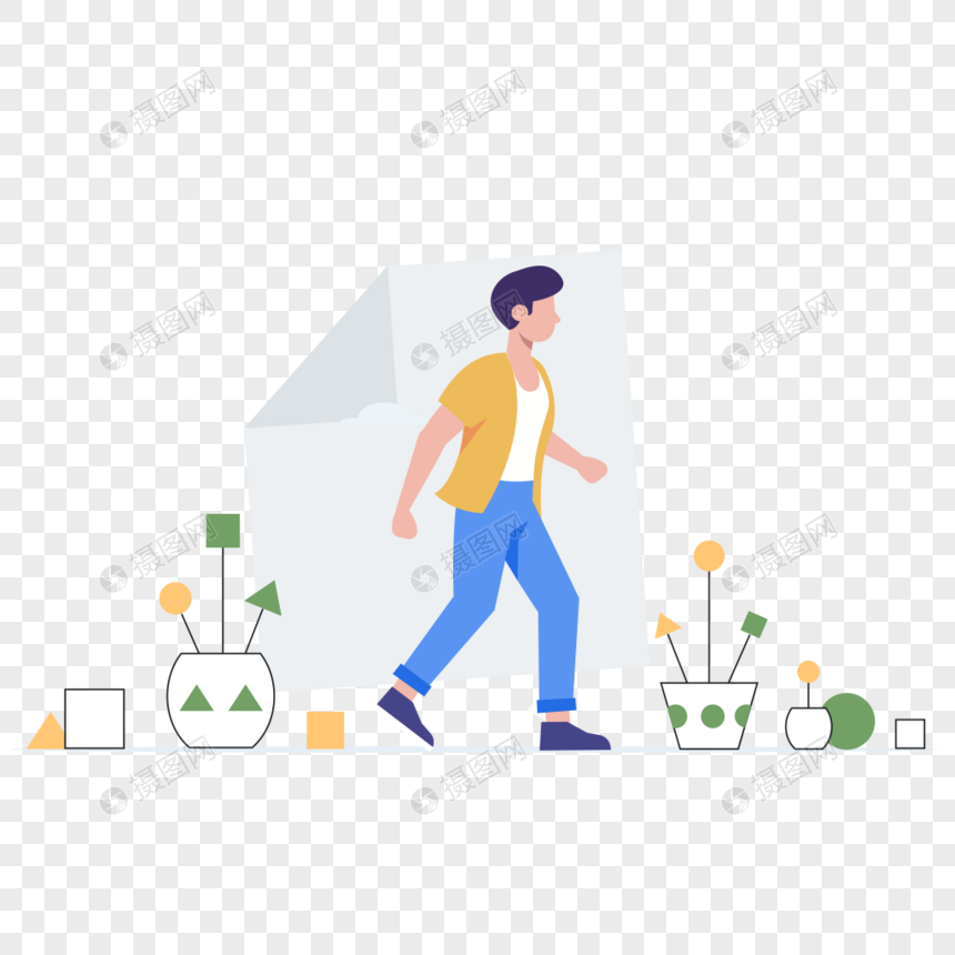男人步行图标免抠矢量插画素材元素素材下载-正版素材401474911-摄图网