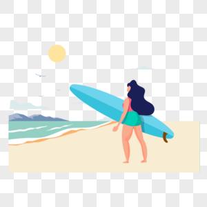 美女玩皮划艇图标免抠矢量插画素材高清图片