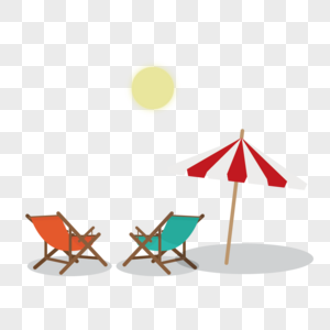 海边躺椅太阳伞图片