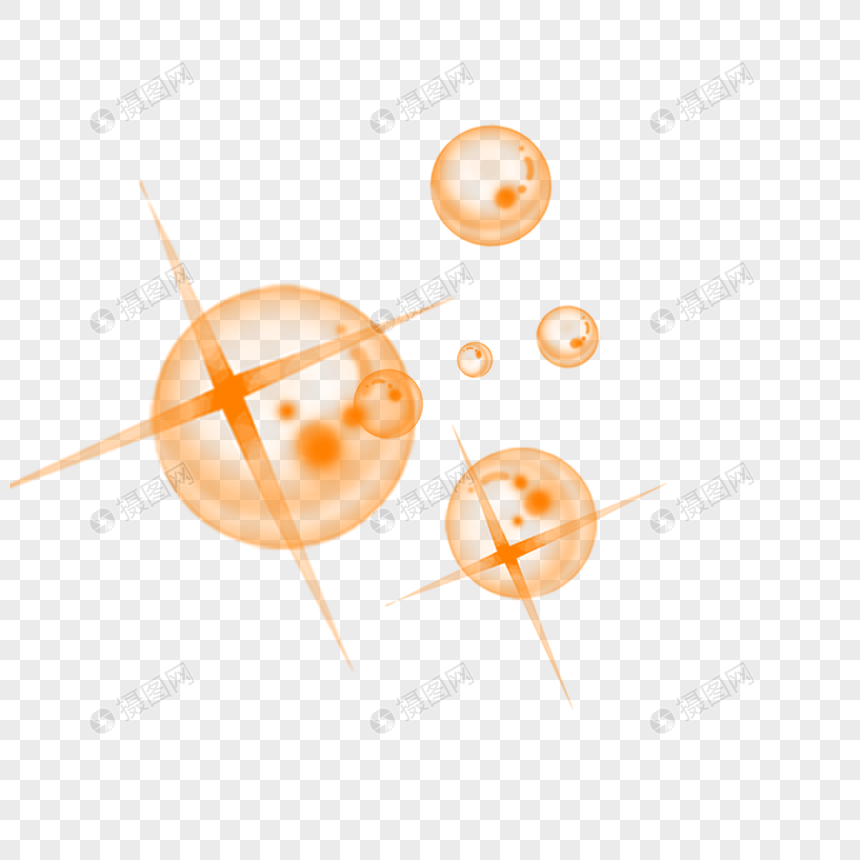 橙色星光效果元素图片