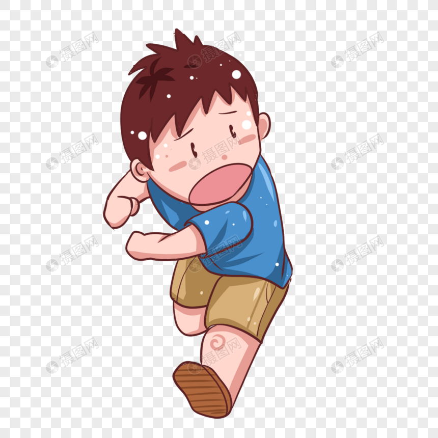 害怕逃跑的男孩