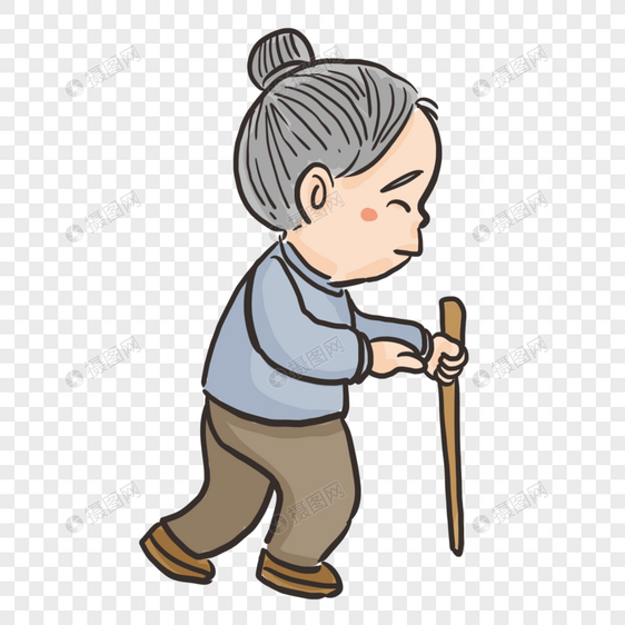 拄拐杖的老人图片
