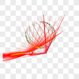 红色放射光束效果元素图片
