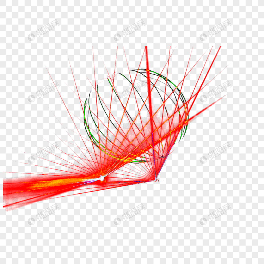 红色放射光束效果元素图片