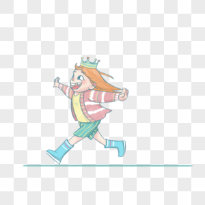 卡通奔跑人物元素素材